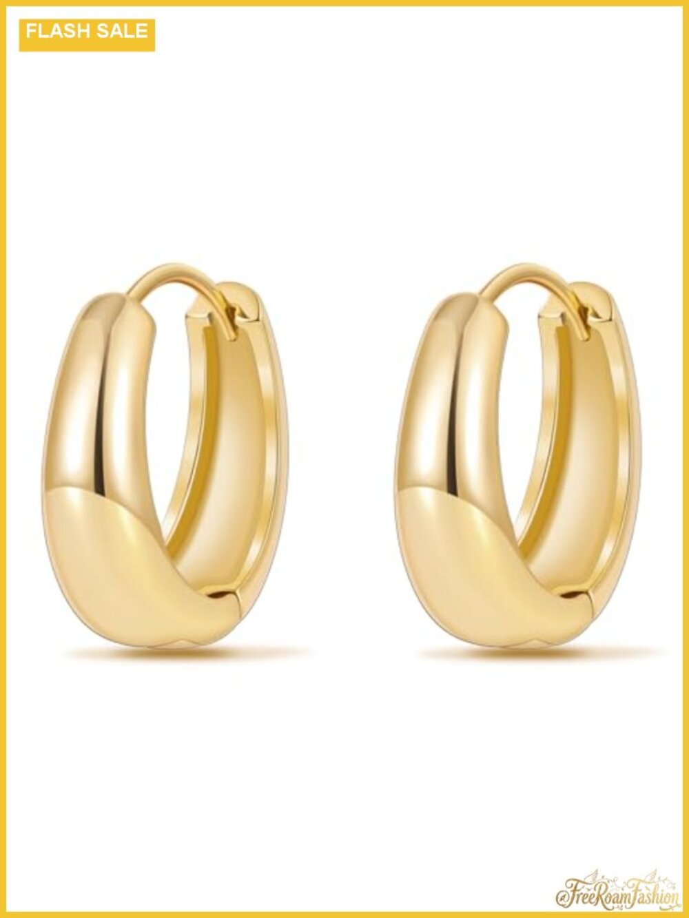 18K Gold Plated Chunky Hoop Earrings for Women Trendy